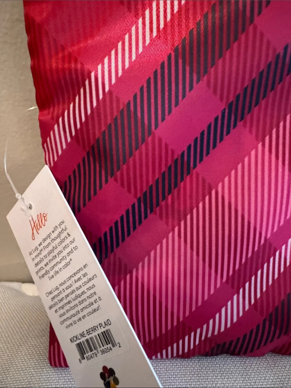 LUG Kickline Berry Plaid Triple Zip Pouch